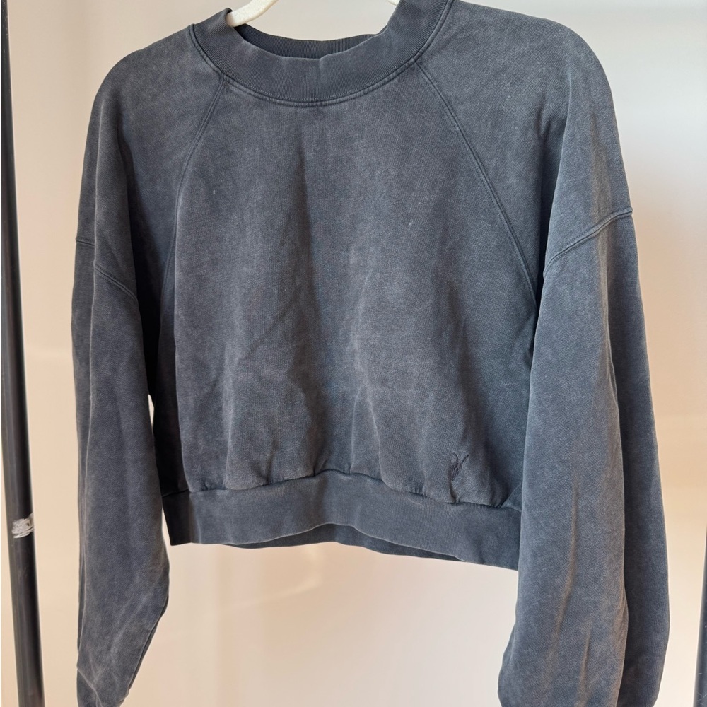 All Saints Charcoal Gray Cropped Sweatshirt